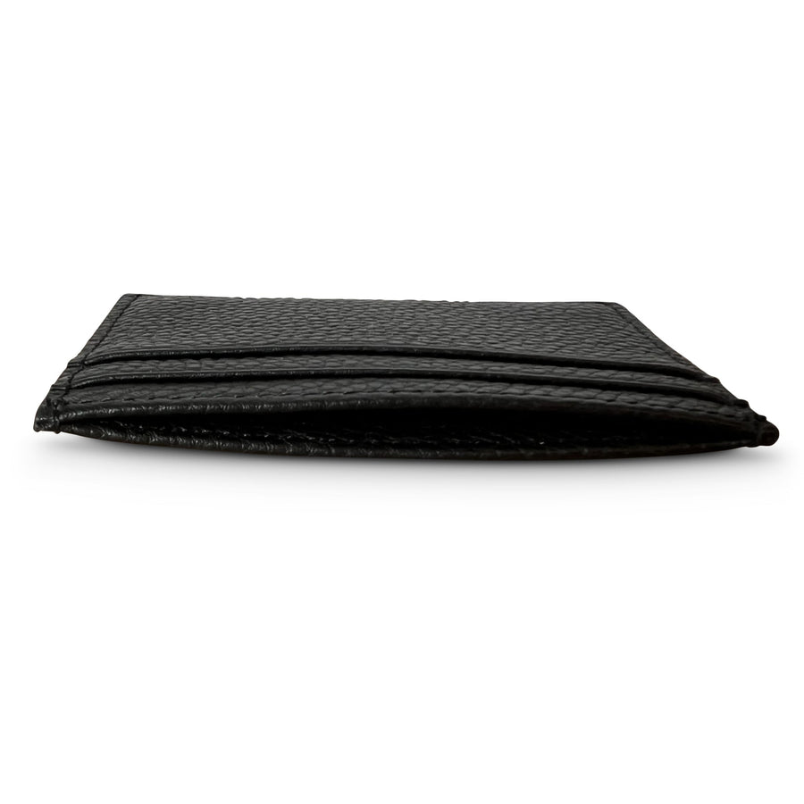 black leather slim wallet opening